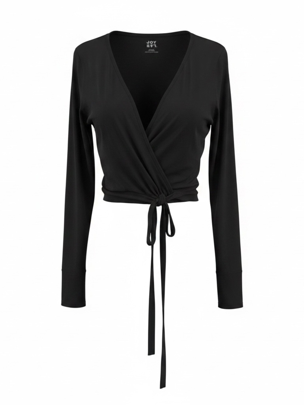 JoyLab Black Wrap Tie Long Sleeve Crop Top